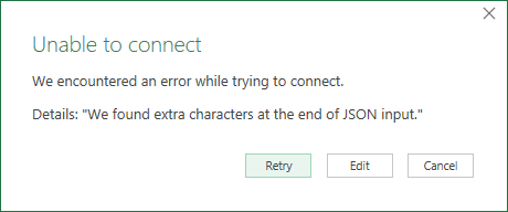 Power BI JSON - Power Query Online Error Message